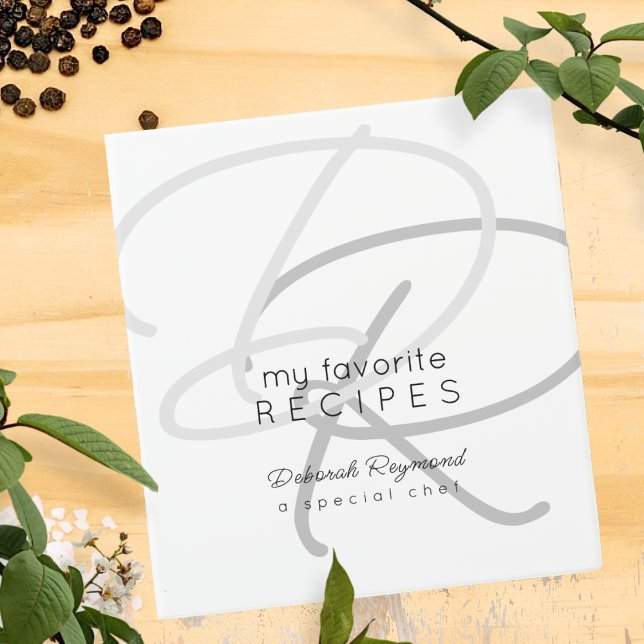 Favorite Recipes Monogram White 3 Ring Binder (Creator Uploaded)
