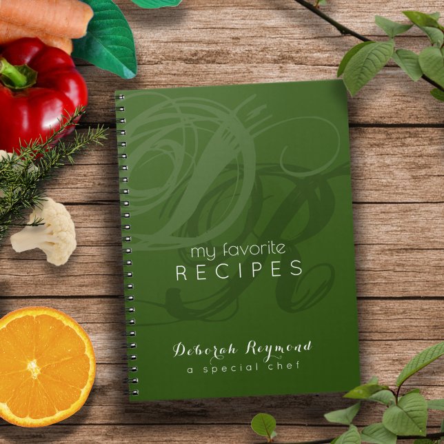 Favorite Recipes Monogrammed Green  Notebook (Creator Uploaded)