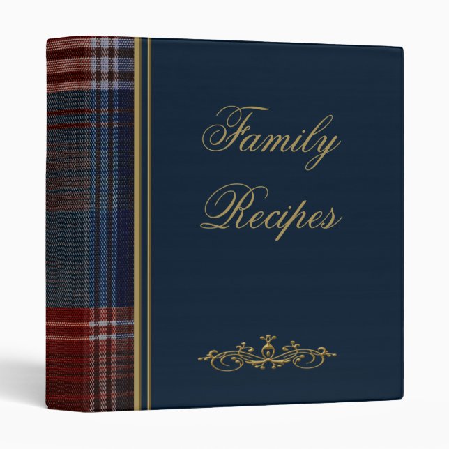 Favorite Recipes Plaid Binder Green, Red Blue (Front/Spine)