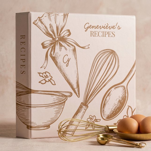 Favorite Recipes Sketch Baking Utensils Monogram 3 Ring Binder (Favorite Recipes Sketch Baking Utensils Monogram 3 Ring Binder)