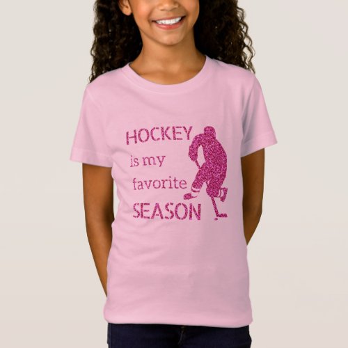 Favorite season _ Pink sparkle hockey player T_Shirt