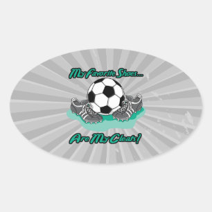 favorite shoes are my cleats soccer design oval sticker