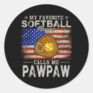 Favorite Softball Player Calls Me Pawpaw Softball  Classic Round Sticker