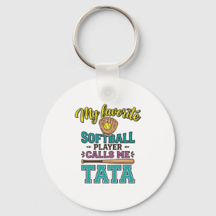 Favorite Softball Player Calls Me TATA Shirt Desig Keychain
