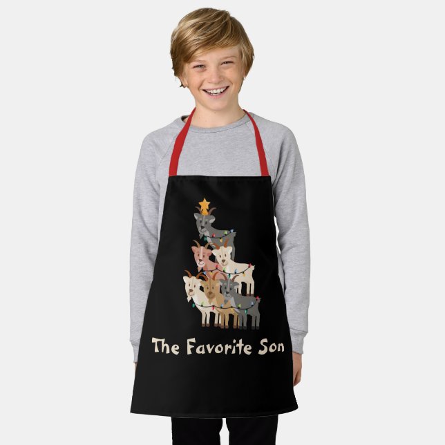 Favorite Son Stacked Christmas Goats Apron (Worn)