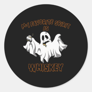 Favorite Spirit Is Whiskey Boo Groovy Cute Ghost F Classic Round Sticker