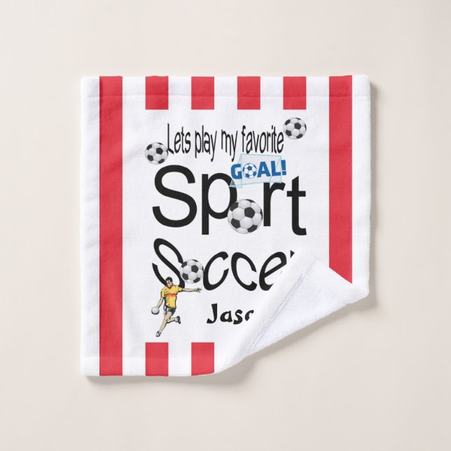 Favorite Sport Bathroom Towel Sets Soccer (Wash Cloth)