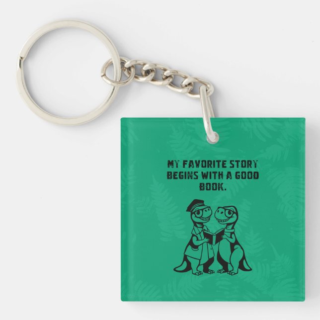 Favorite Story Good Book Lover Reading Design Keychain (Front)