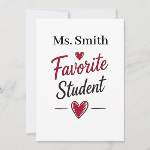 Favorite Student Personalized Teacher Gift Card