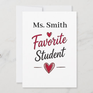 Favorite Student Personalized Teacher Gift Card
