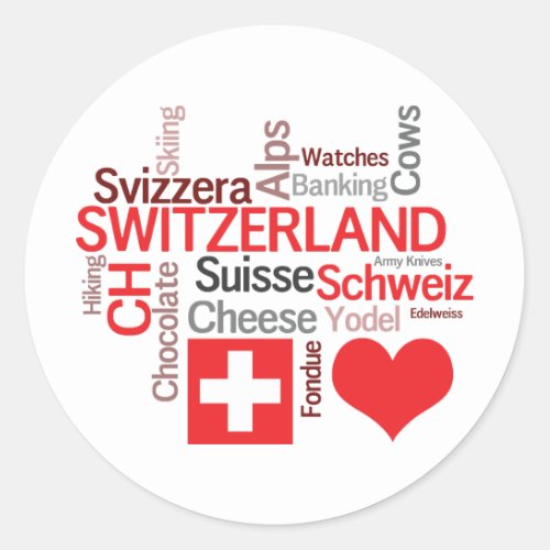Favorite Swiss Things _ I Love Switzerland Classic Round Sticker