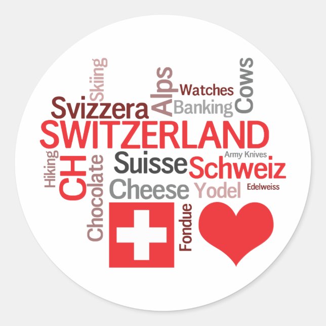 Favorite Swiss Things - I Love Switzerland Classic Round Sticker (Front)