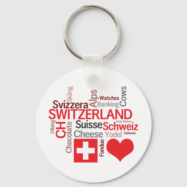 Favorite Swiss Things - I Love Switzerland Keychain (Front)