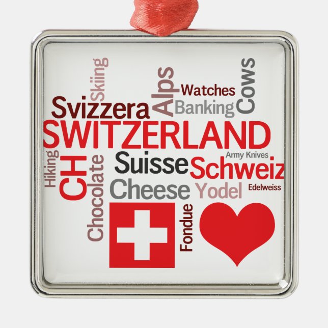 Favorite Swiss Things - I Love Switzerland Metal Ornament (Front)