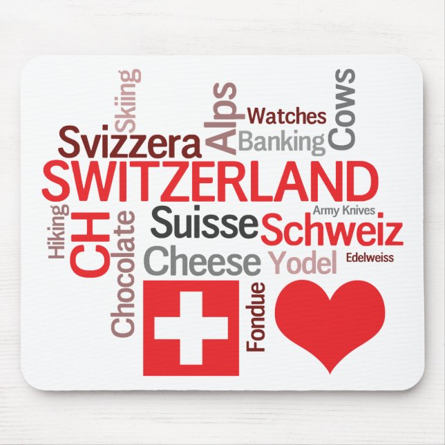 Favorite Swiss Things - I Love Switzerland Mouse Pad (Front)