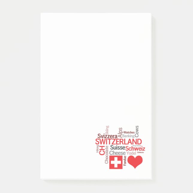 Favorite Swiss Things - I Love Switzerland Post-it Notes (Front)
