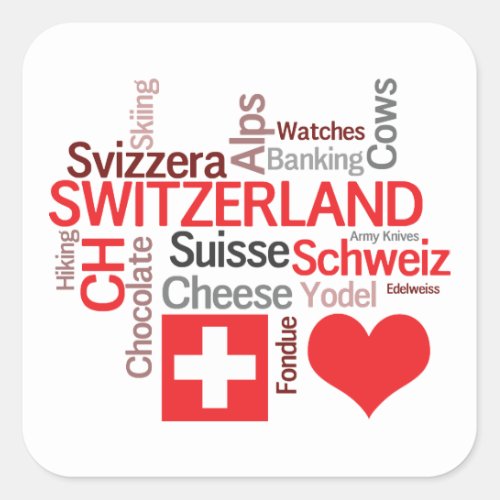 Favorite Swiss Things _ I Love Switzerland Square Sticker