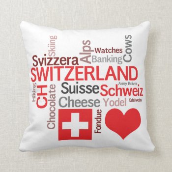 Favorite Swiss Things - I Love Switzerland Throw Pillow by AntiqueImages at Zazzle