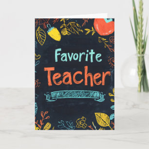 Favorite Teacher Blackboard Colors Holiday Card