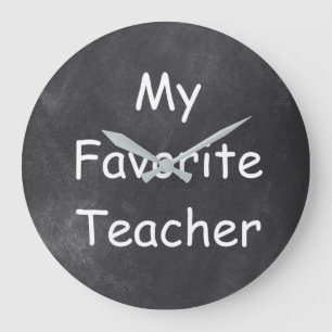 Favorite Teacher Chalkboard Design Gift Idea Large Clock