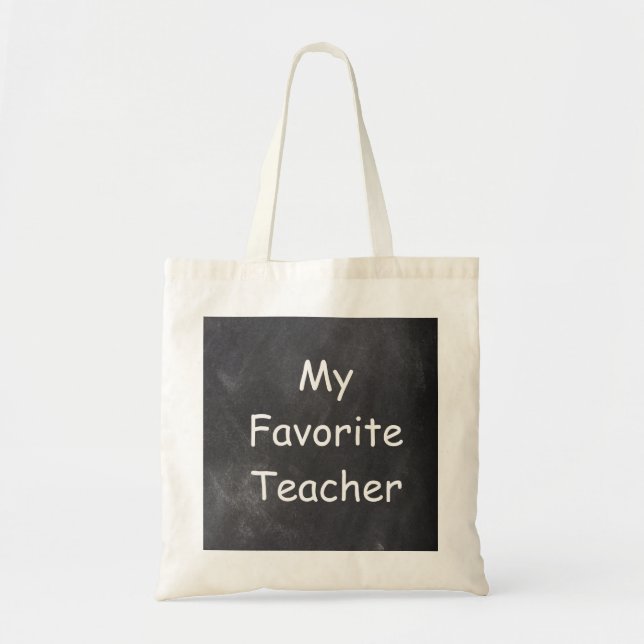 Favorite Teacher Chalkboard Design Gift Tote Bag (Front)