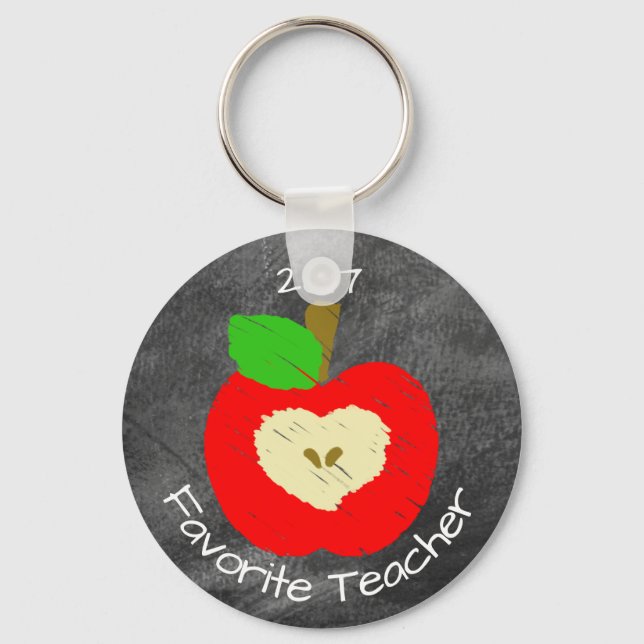 Favorite Teacher Keychain on Chalkboard Background (Front)