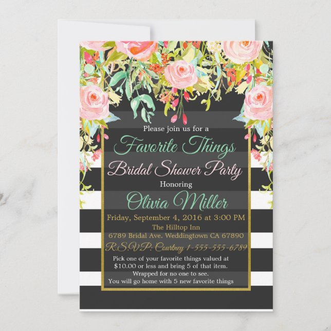 Favorite Things Bridal Shower Party Invitation (Front)