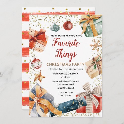 Favorite Things Christmas Exchange Gift Party  Invitation