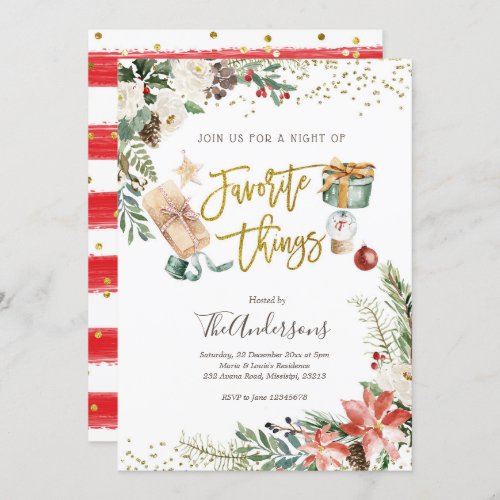 Favorite Things Christmas Exchange Gift Party Invitation