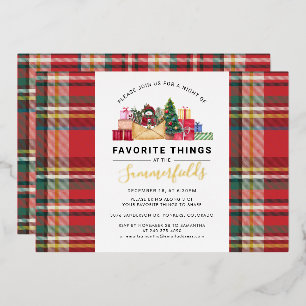 Favorite Things Christmas Family Event Gold Foil Holiday Card