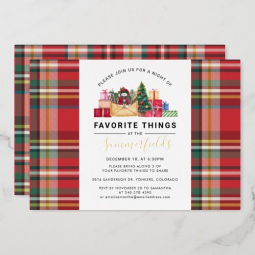 Favorite Things Christmas Family Event Gold Foil Holiday Card