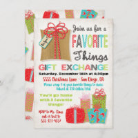 Favorite things Christmas Gift Exchange Invitation