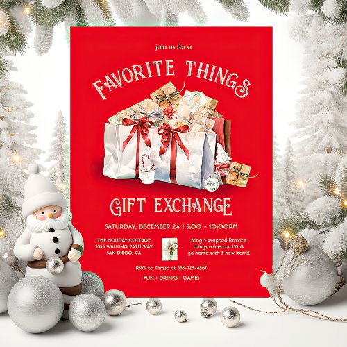 Favorite Things Christmas holiday gift exchange Invitation