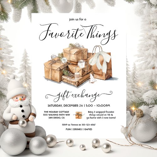 Favorite Things Christmas holiday gift exchange Invitation