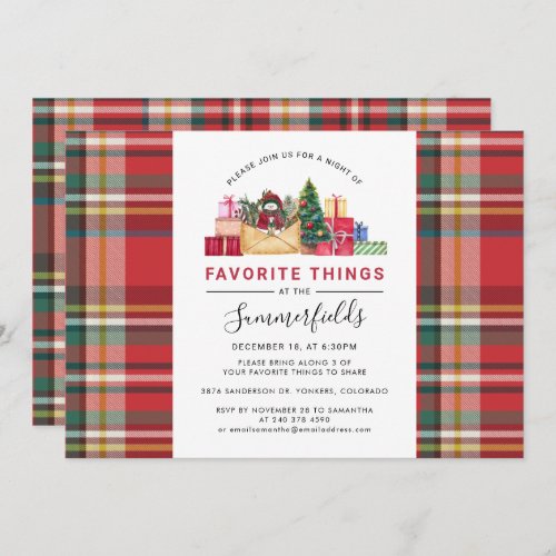 Favorite Things Christmas Holiday Team Gift Swap Invitation