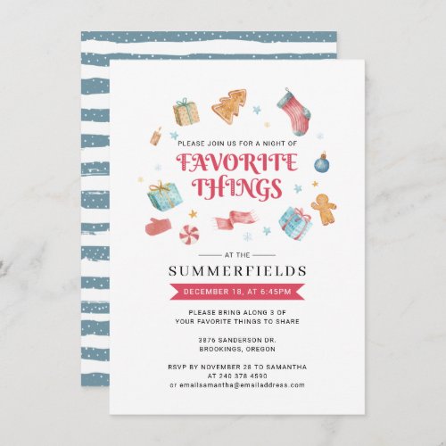 Favorite Things Christmas Holidays Family Party Invitation