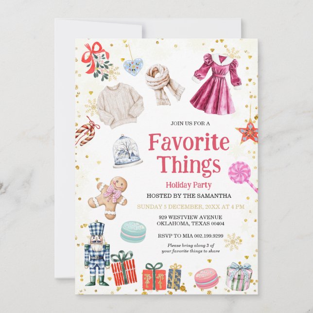 Favorite Things Christmas Holidays Party Invitation (Front)