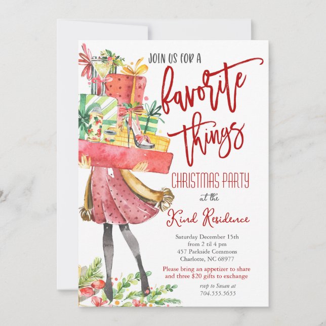Favorite Things Christmas invitation (Front)
