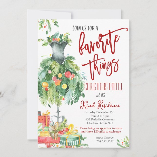 Favorite Things Christmas invitation (Front)