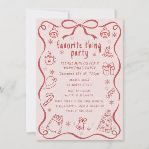 Favorite Things Christmas Party Hand Draw Invitation