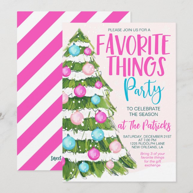 Favorite Things Christmas Party Invitation (Front/Back)