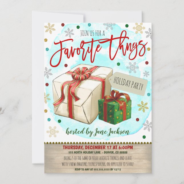 Favorite Things Christmas Party Invitation (Front)