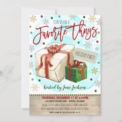 Favorite Things Christmas Party Invitation