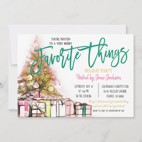 Favorite Things Christmas Party Invitation