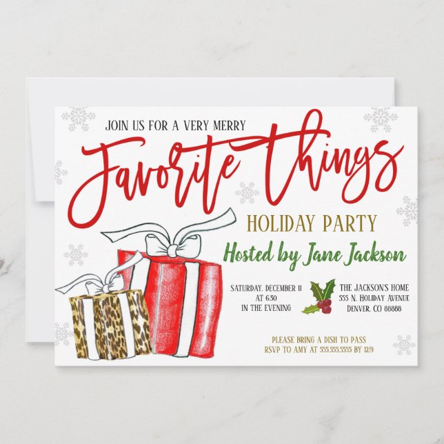 Favorite Things Christmas Party Invitation (Front)