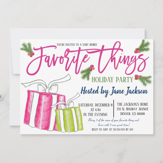 Favorite Things Christmas Party Invitation (Front)