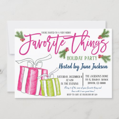 Favorite Things Christmas Party Invitation