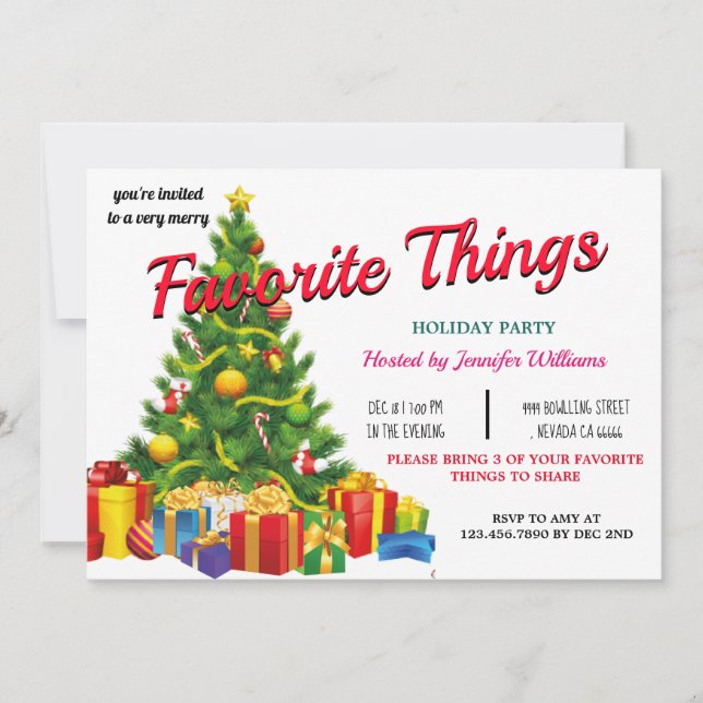 Favorite Things Christmas Party winter rustic chic Invitation (Front)