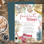 Favorite Things Cozy Christmas Gift Exchange Party Invitation<br><div class="desc">Favorite things gift exchange party which you can customize with your own rules and instructions. Watercolor design with handwritten title and Scandinavian hygge style, cozy sweater weather gifts. Neutral design in muted shades of red, green and gold - perfect for rustic country christmas theme or winter holiday party. Please browse...</div>