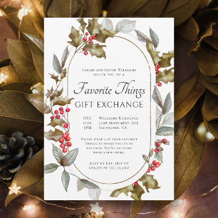 Favorite Things Elegant Botanical Gift Exchange Invitation